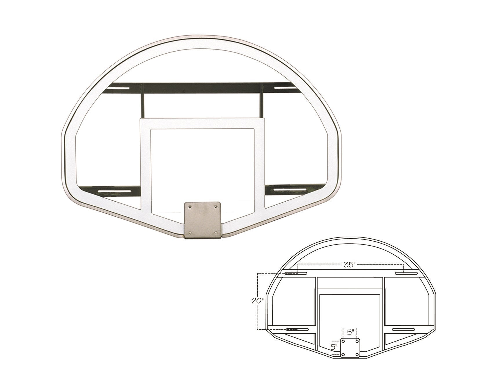 First Team Tempered Glass Backboard Fan Shaped 39 x 54 inch-FT233