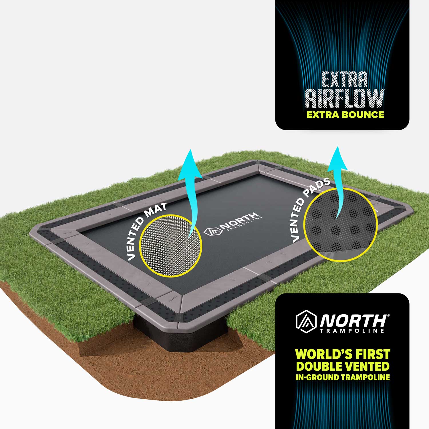 North In Ground Trampoline 15FT x 10FT Rectangle