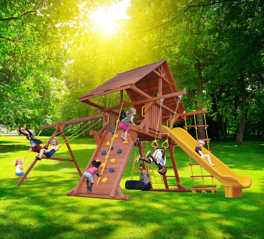 Playground One Turbo Deluxe Playcenter Combo 2 with Wood Roof
